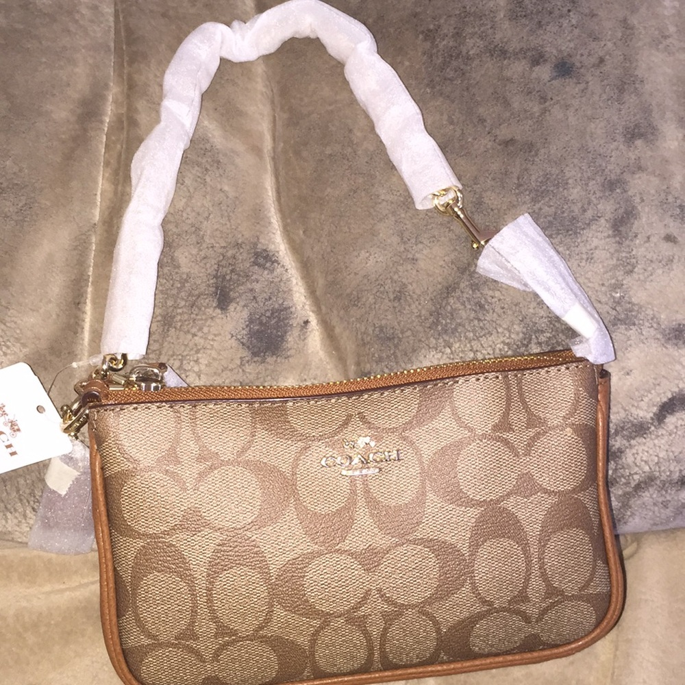 Brown coach mini purse
